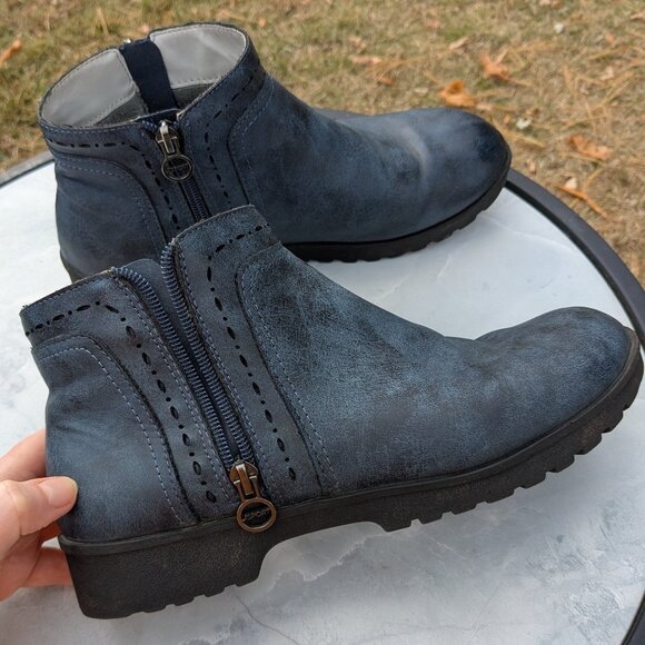 JSport/Jambu Jenna Women's Size 8 Ankle Boots Navy Blue Zip Up Booties Casual - Picture 9 of 11